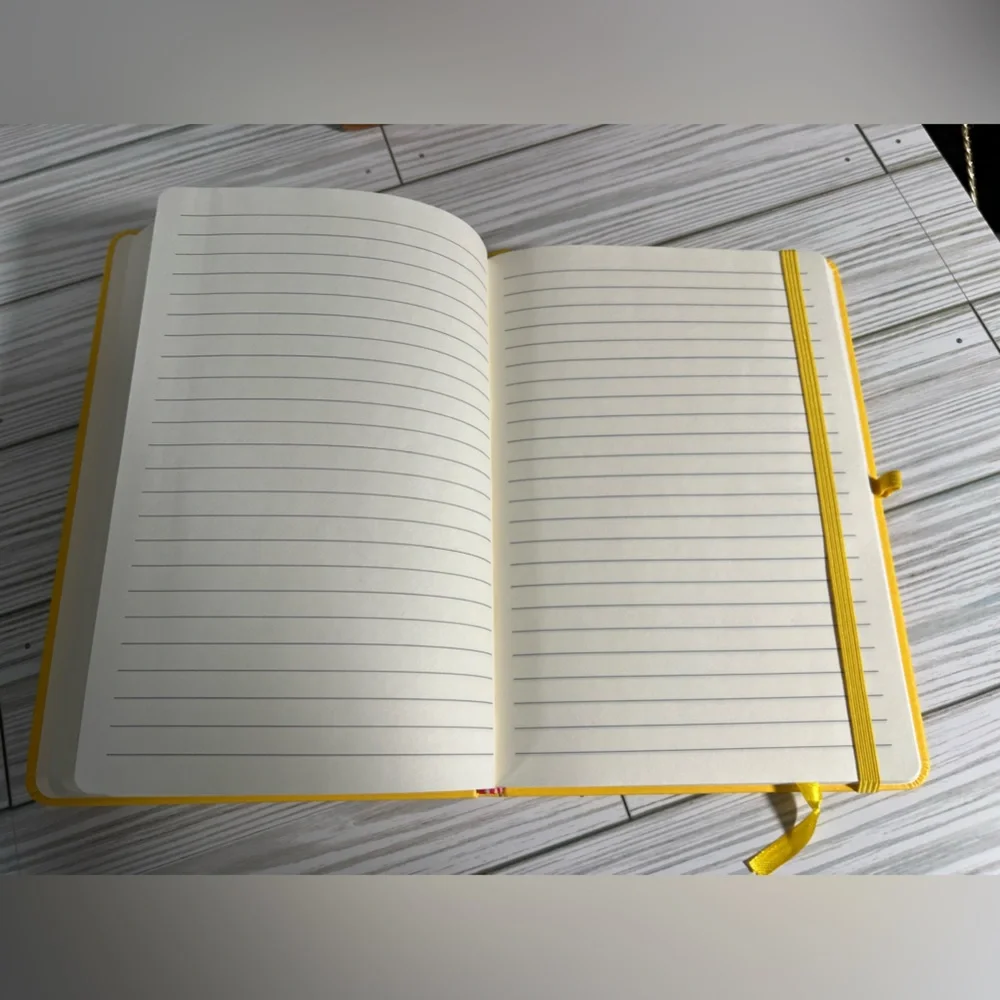 Hand Crafted Journal, 5.7 x 8.4 Hardcover Yellow Ruled Notebook